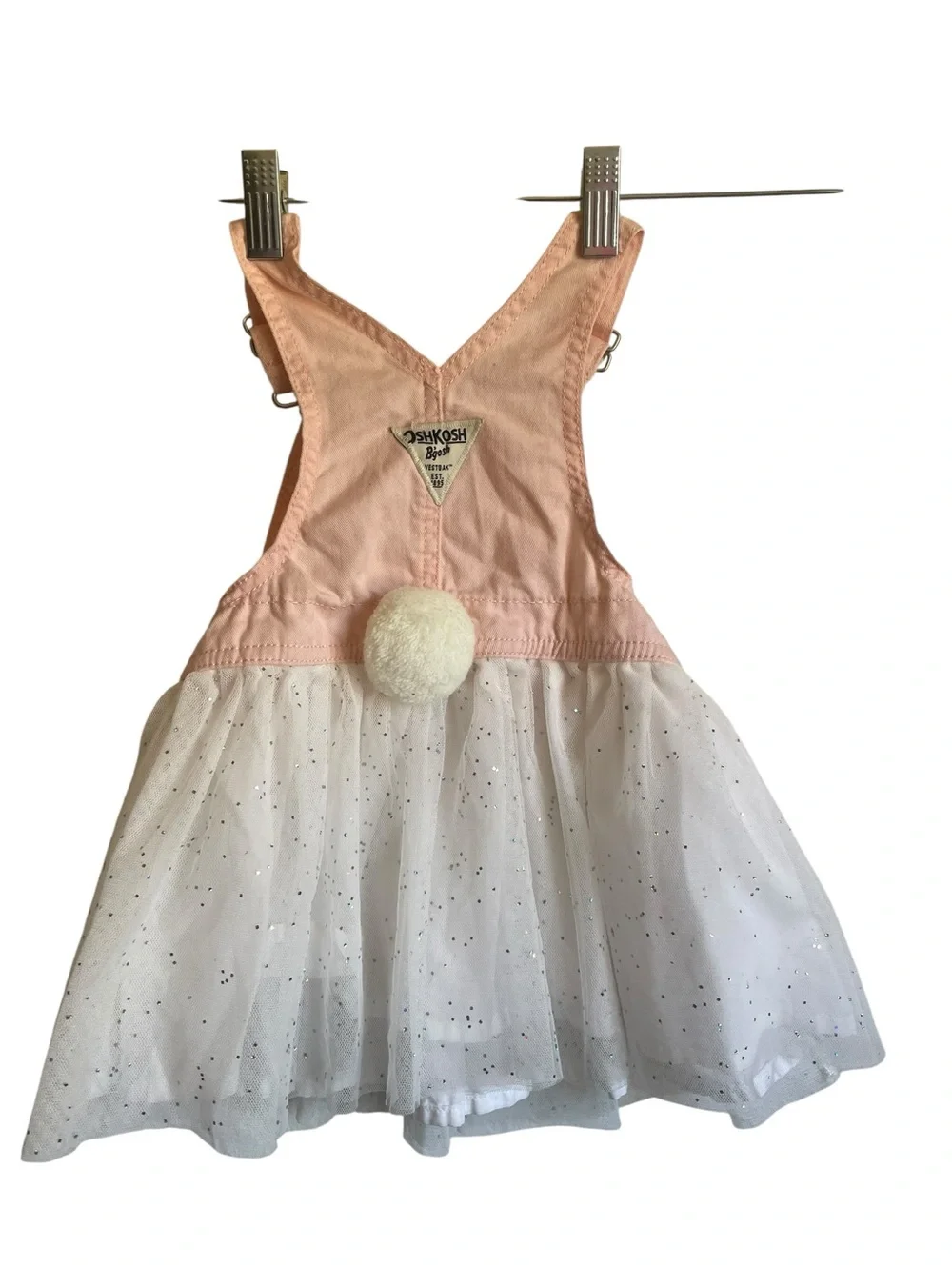 OshKosh B'gosh Light Pink Girls Overall Dress with Cream‎ Patch